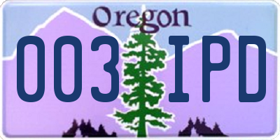 OR license plate 003IPD