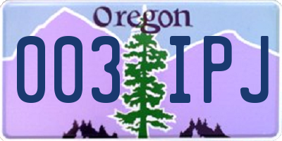 OR license plate 003IPJ
