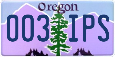 OR license plate 003IPS