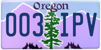 OR license plate 003IPV