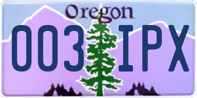 OR license plate 003IPX