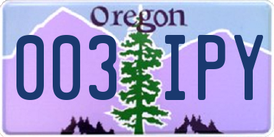OR license plate 003IPY