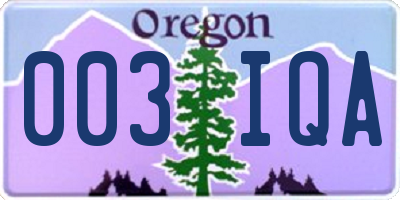 OR license plate 003IQA