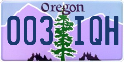 OR license plate 003IQH
