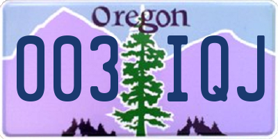 OR license plate 003IQJ