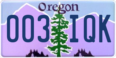 OR license plate 003IQK