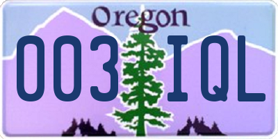 OR license plate 003IQL