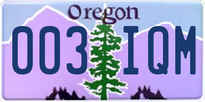 OR license plate 003IQM