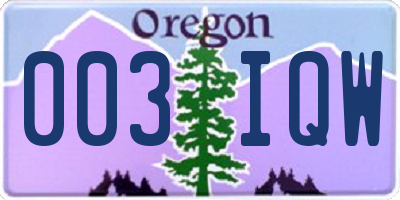 OR license plate 003IQW