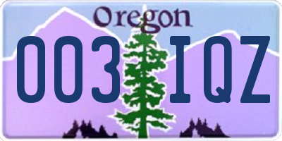 OR license plate 003IQZ