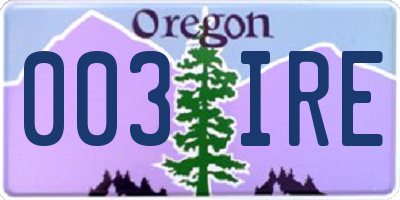 OR license plate 003IRE