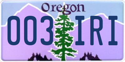 OR license plate 003IRI