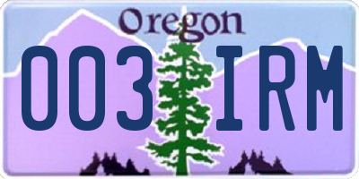 OR license plate 003IRM