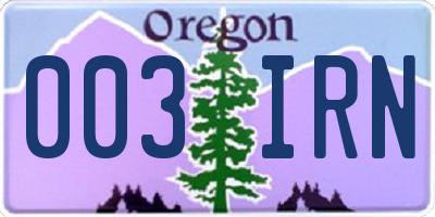 OR license plate 003IRN