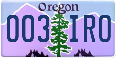 OR license plate 003IRO