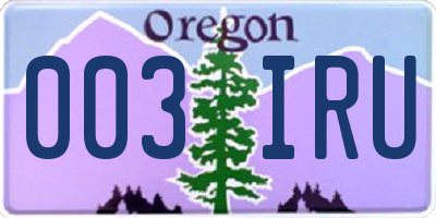 OR license plate 003IRU