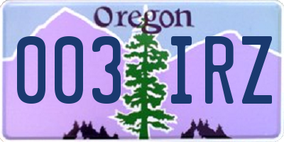 OR license plate 003IRZ