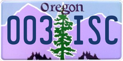OR license plate 003ISC
