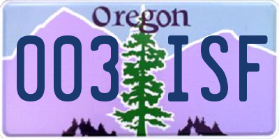 OR license plate 003ISF