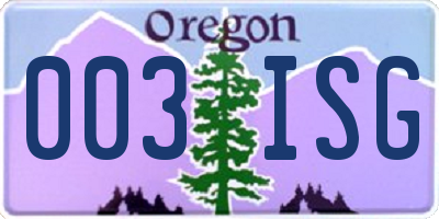 OR license plate 003ISG