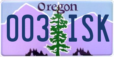 OR license plate 003ISK