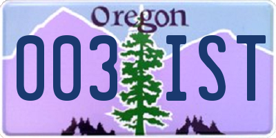 OR license plate 003IST