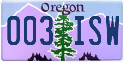 OR license plate 003ISW