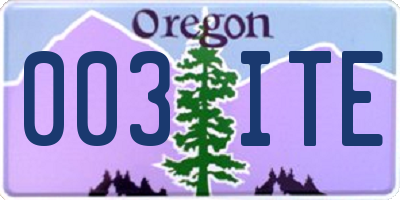 OR license plate 003ITE