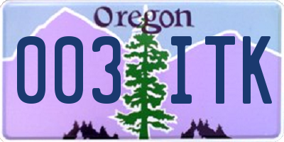 OR license plate 003ITK
