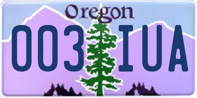 OR license plate 003IUA
