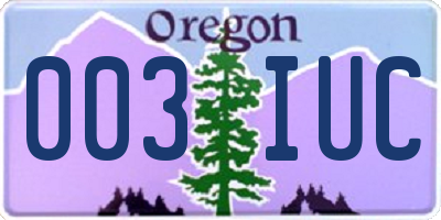 OR license plate 003IUC