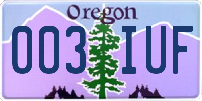 OR license plate 003IUF