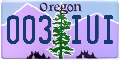 OR license plate 003IUI