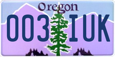 OR license plate 003IUK