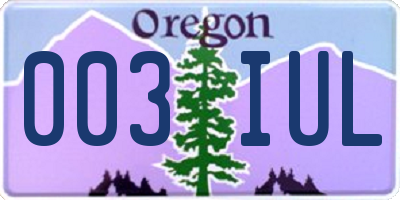 OR license plate 003IUL