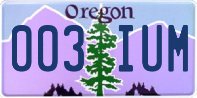 OR license plate 003IUM