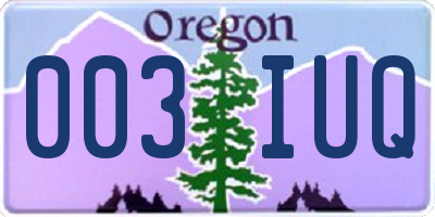 OR license plate 003IUQ