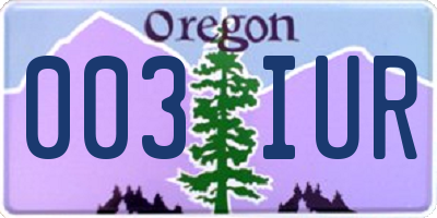 OR license plate 003IUR