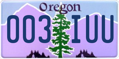 OR license plate 003IUU