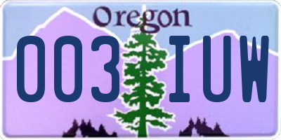 OR license plate 003IUW