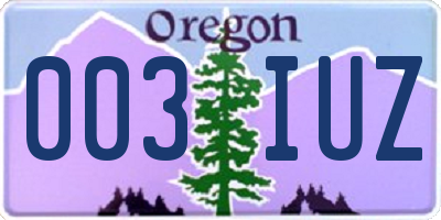 OR license plate 003IUZ