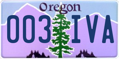OR license plate 003IVA