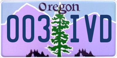 OR license plate 003IVD