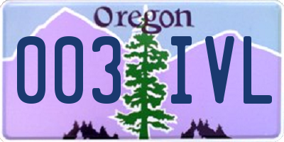 OR license plate 003IVL