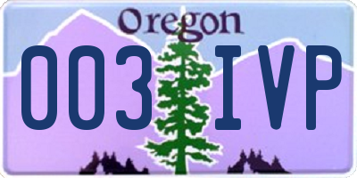 OR license plate 003IVP