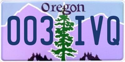 OR license plate 003IVQ