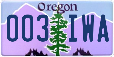 OR license plate 003IWA