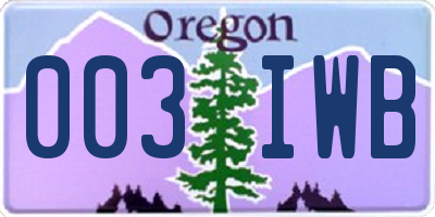 OR license plate 003IWB