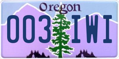 OR license plate 003IWI