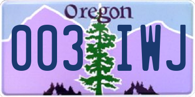 OR license plate 003IWJ